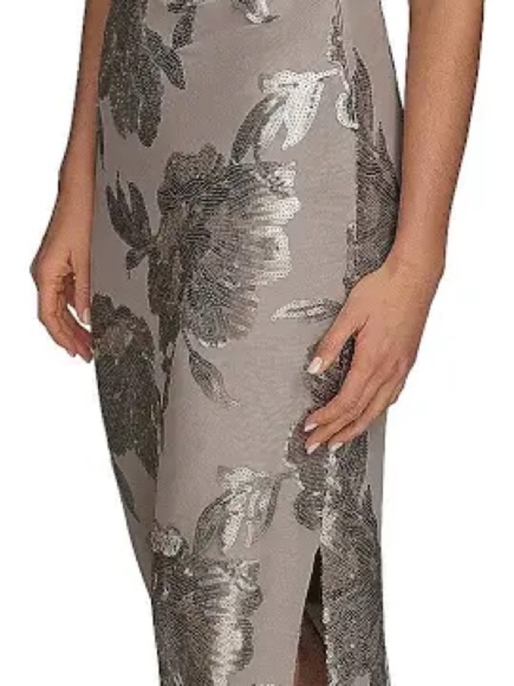 Donna Karan Women's Sequin Floral Sleeveless Gown - Picture 6 of 11